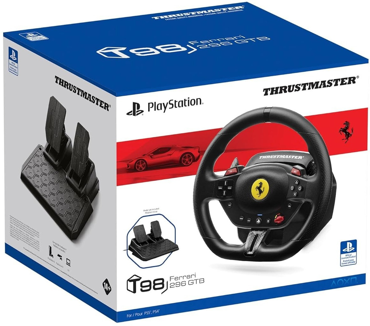 Image of THRUSTMASTER T98 Ferrari 296 GTB Racing Wheel for PlayStation & PC with Force Feedback Pedals Motion Controller