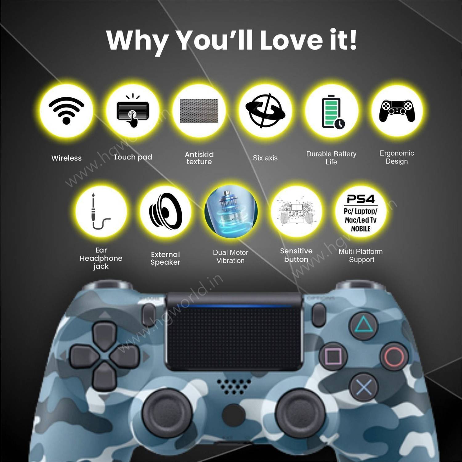 HG WORLD PS4 DualShock 4 Wireless Controller - Image 4
