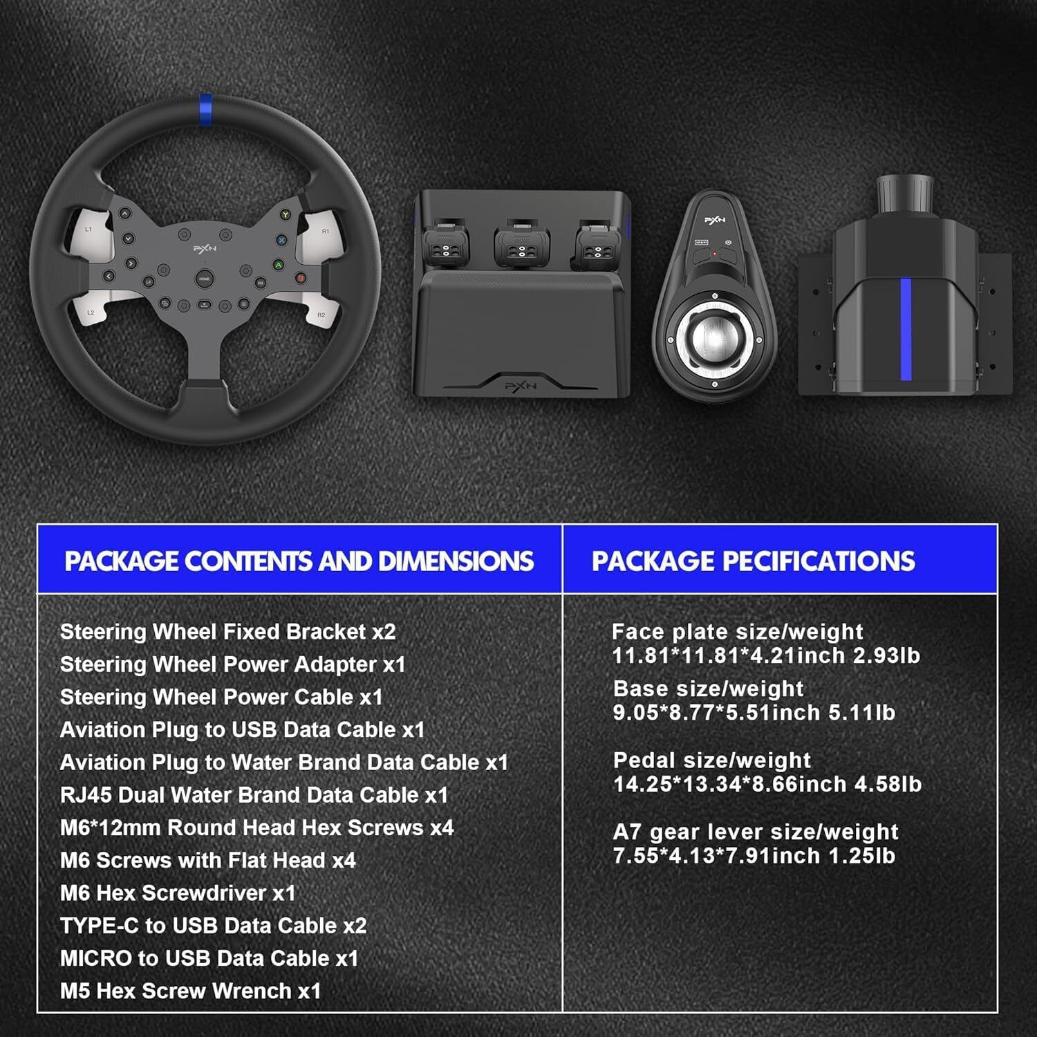 Image of EXtreme PXN V99 Force Feedback Gaming Steering Wheel with 3-Pedals and Shifter Motion Controller