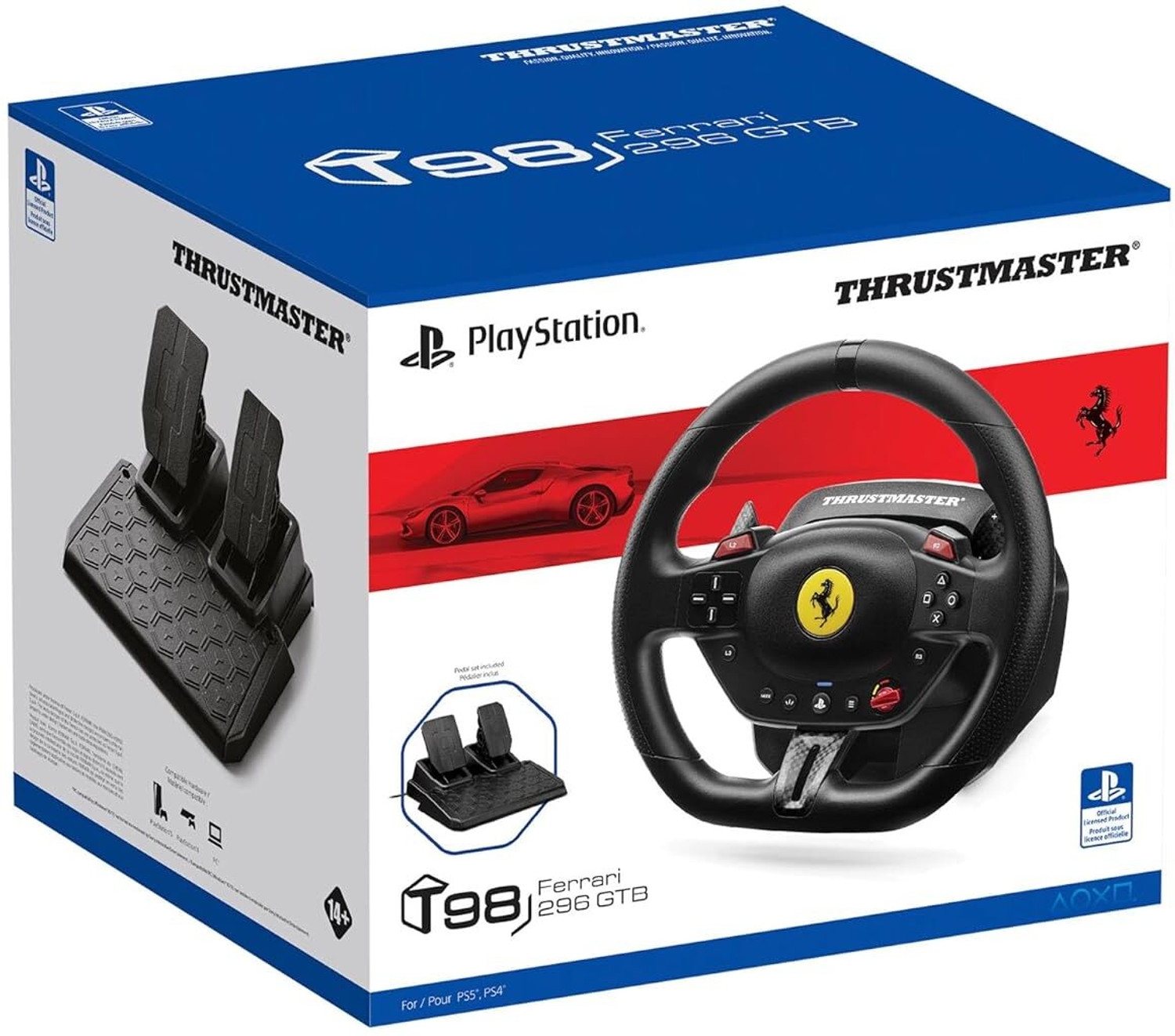 Image of THRUSTMASTER T98 Ferrari 296 GTB Racing Wheel & Pedal Set - Compatible with PC, PS4 & PS5 Motion Controller