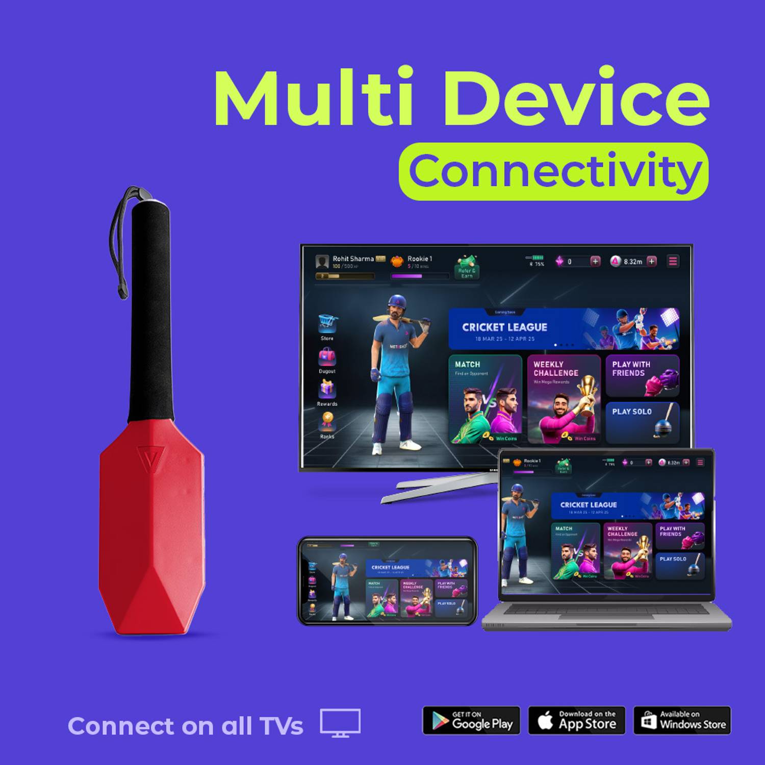 MetaShot GO Cricket Bat Game Motion Controller - Image 4
