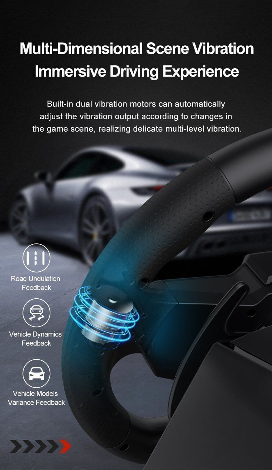 Image of HG WORLD V900 GEN2 Gaming Steering Wheel, Driving Racing Simulator 270 /900 Rotation with Turning Angle Double Vibrating Force Racing Wheel