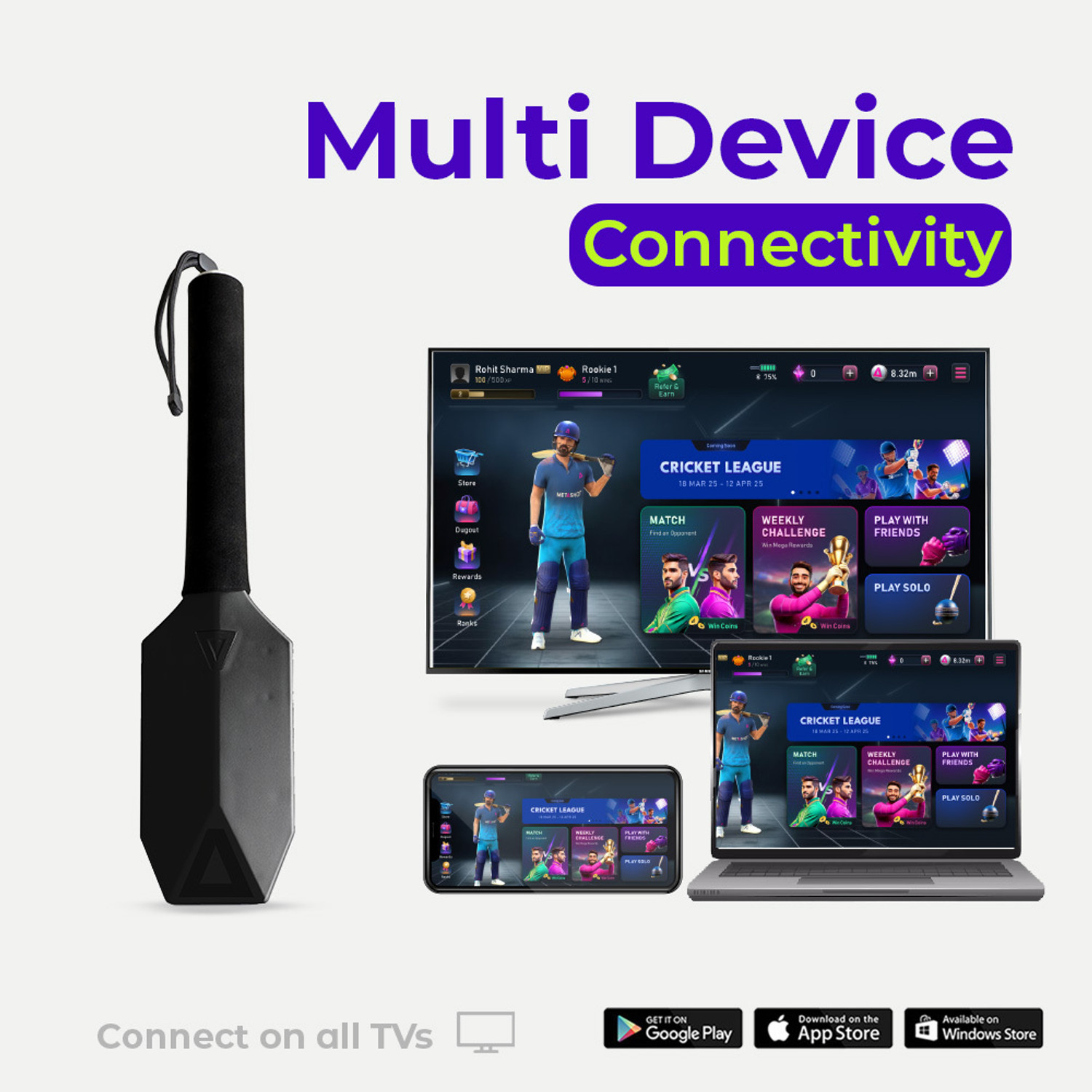 Image of MetaShot GO Cricket Bat Game Motion Controller