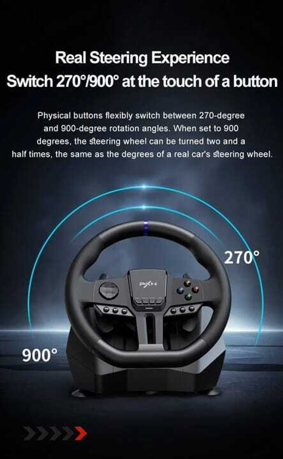 Image of PXN V900 GEN2 Gaming Car Racing Steering Wheel 270 /900 Racing Simulator with Motion Controller