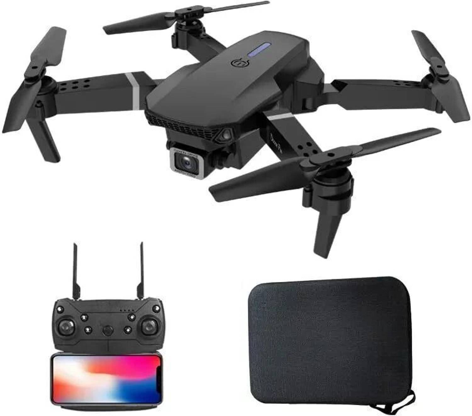 HG WORLD E88 Mini Drone Camera With AppControl,Long Battery,360° Roll Foldable Quadcopter Motion Controller