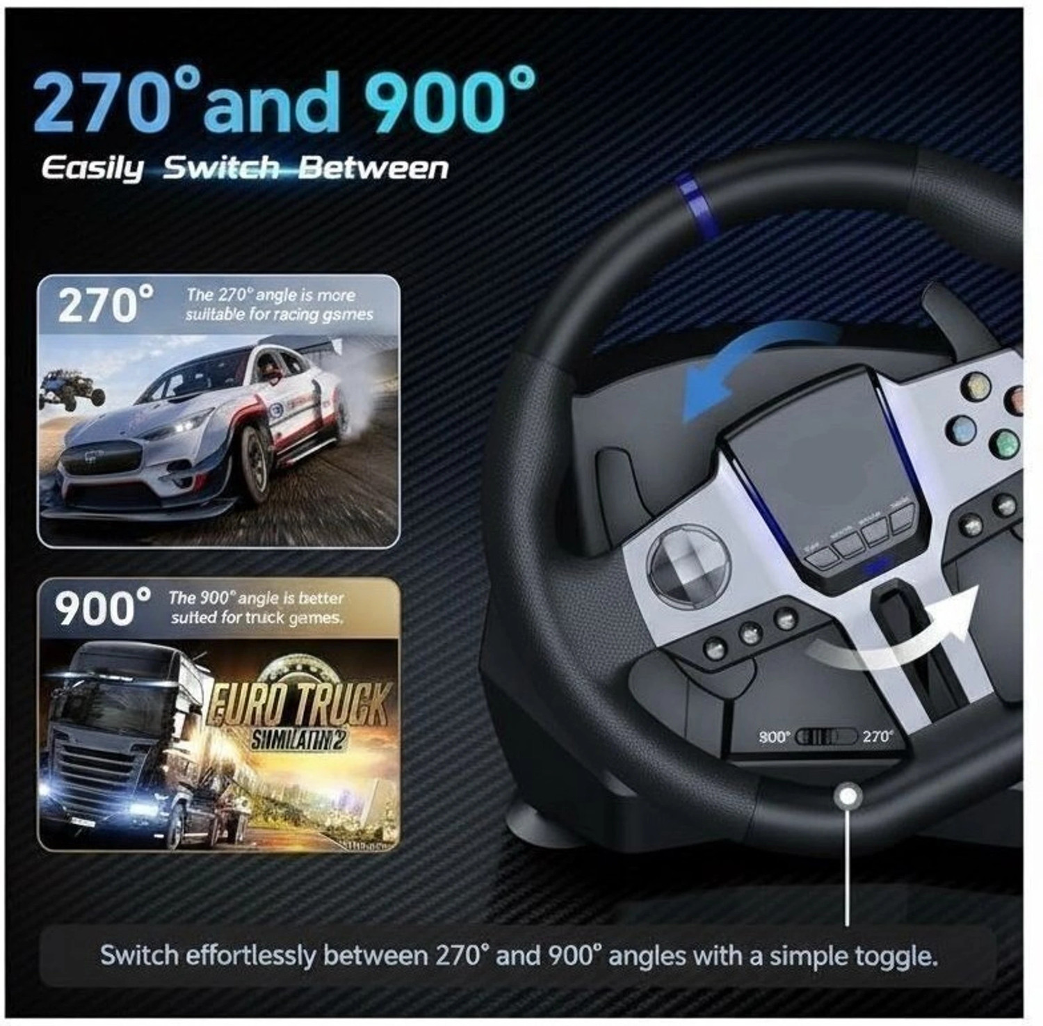 Image of Playtastic V9 Gen2 Universal Game Steering Wheel with Shift Pedals & 6+R Gear Lever Motion Controller