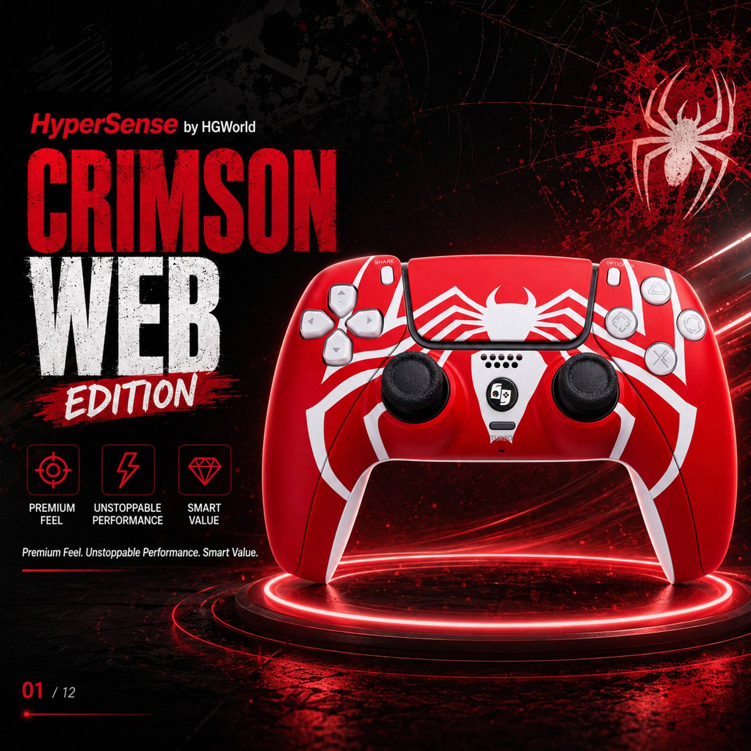 HG WORLD PS4 Wireless Controller with Clicky Trigger,PS5 Style,Spider Edition DualShock 4 Bluetooth Gamepad - Image 1