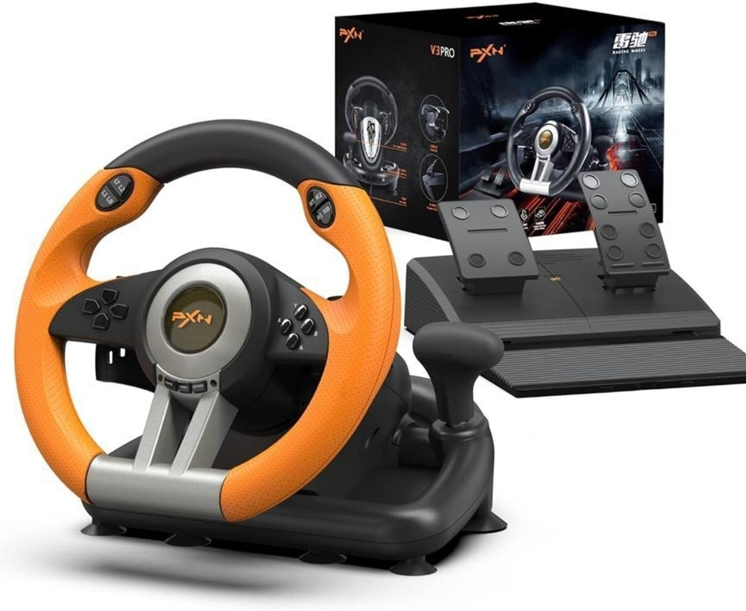 Image of PXN V3 180 Degree Racing Game Steering Wheel With Brake Pedal Motion Controller