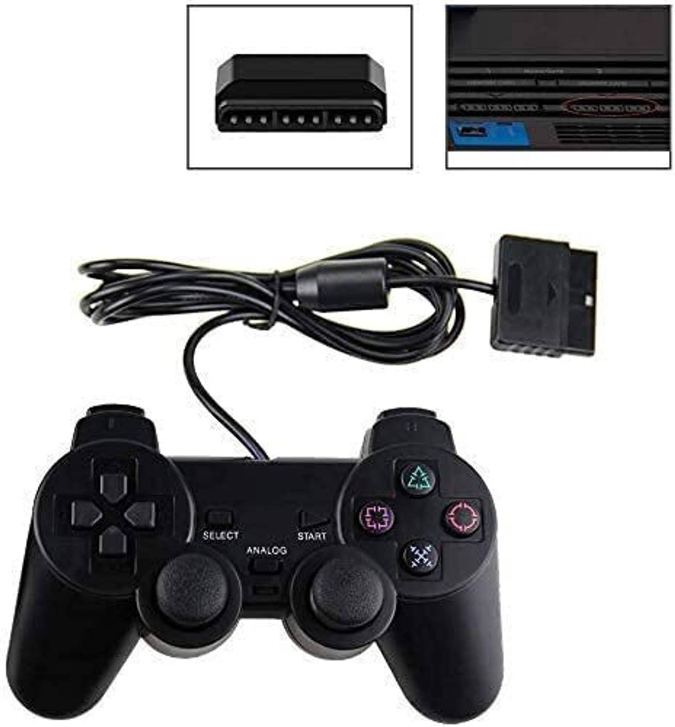 gamenophobia Wired Dualshock 2 Controller for Built-in Vibration Function & Twin Analog Stick Motion Controller