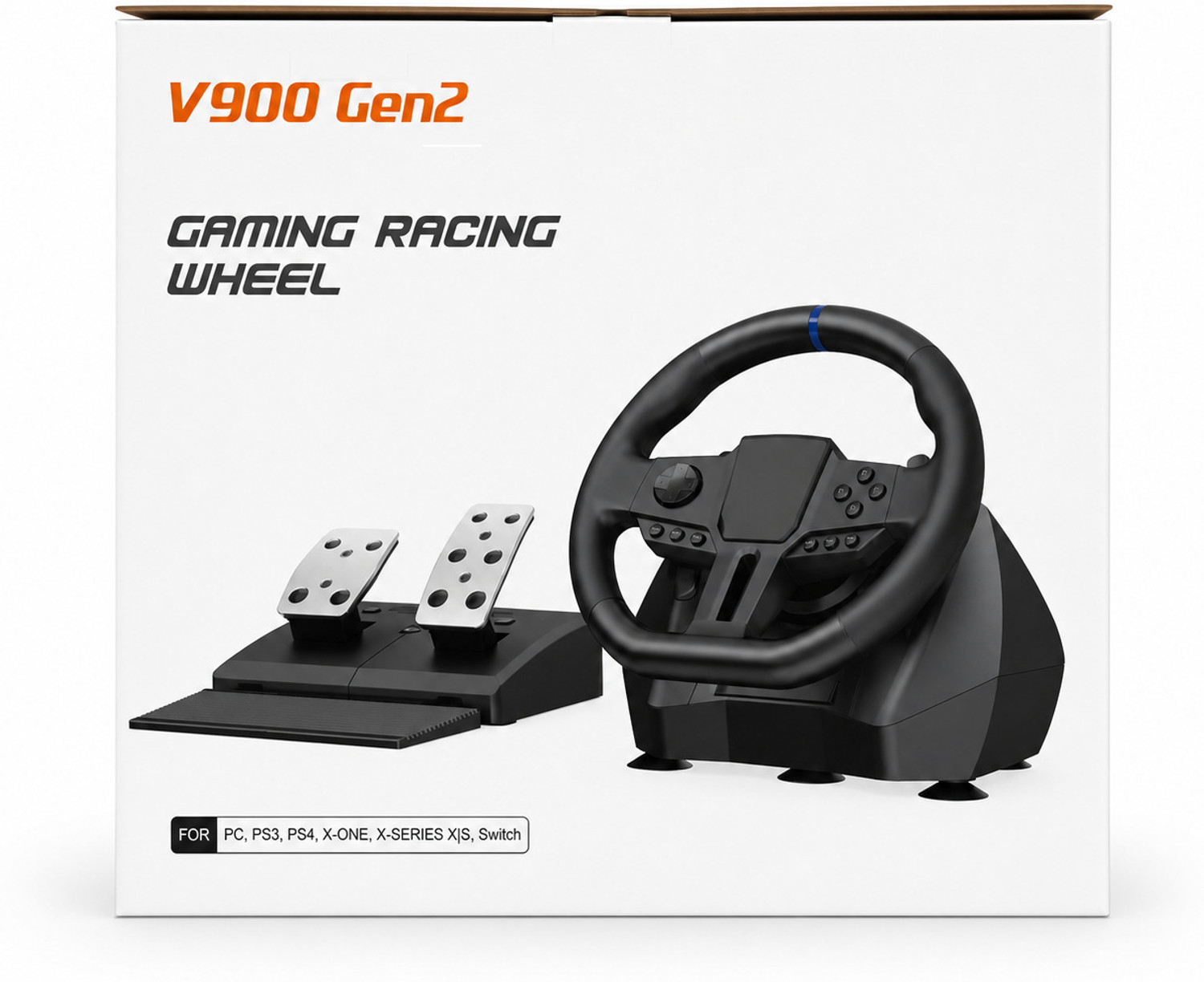 Image of HG WORLD V900 GEN2 Gaming Steering Wheel, Driving Racing Simulator 270 /900 Rotation with Turning Angle Double Vibrating Force Racing Wheel