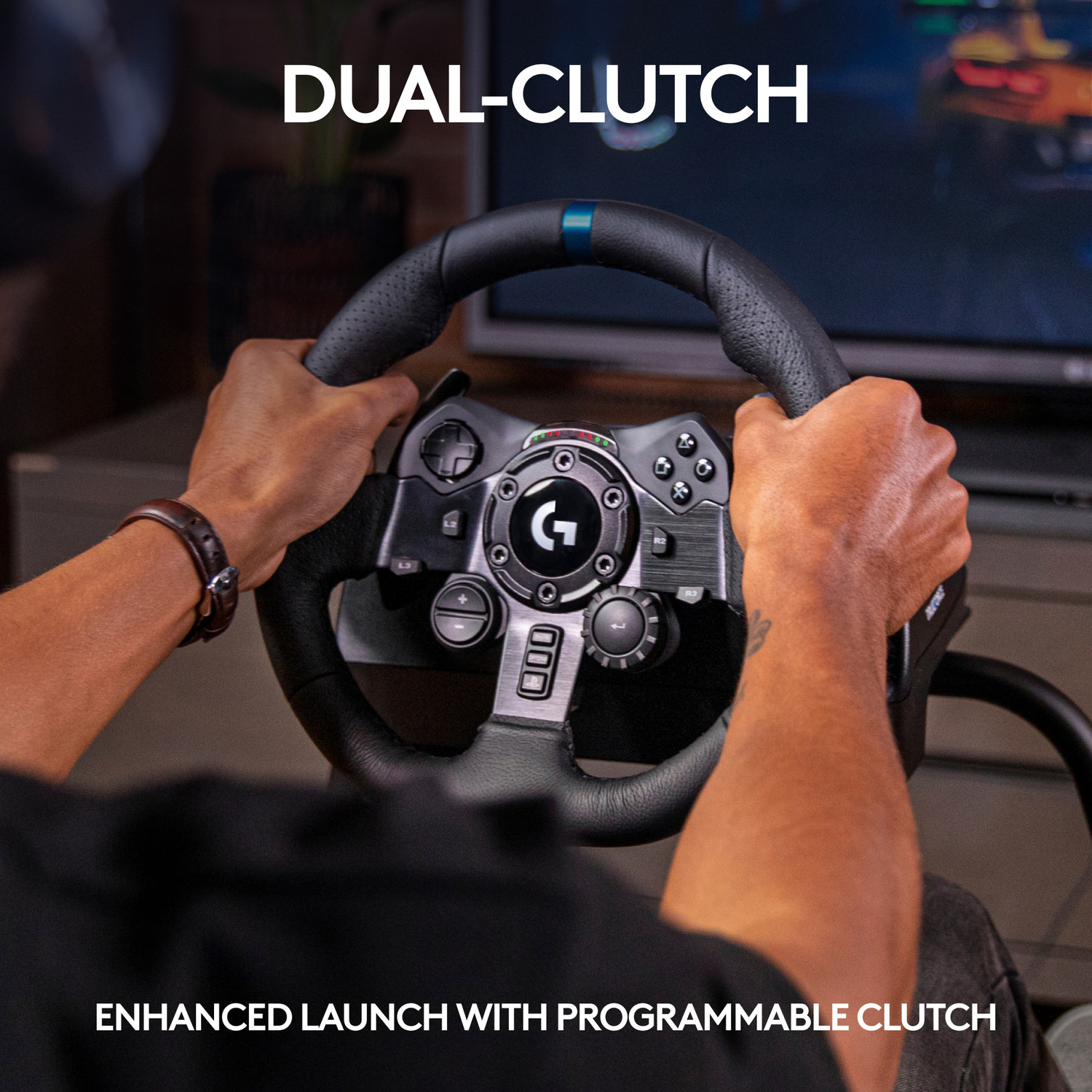 Image of Logitech G923 Racing Wheel and Pedals,Dual Clutch, for Motion Controller