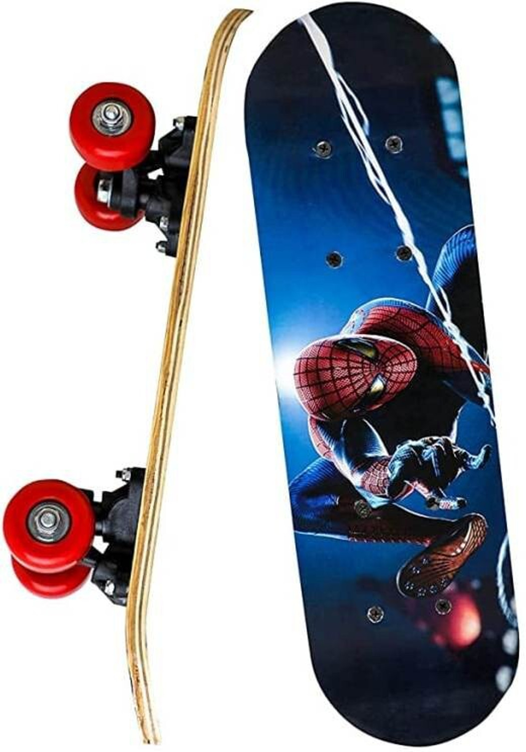 Image of S.V.Enterprises 24'' Blue Spidermen Handheld Skateboard 24 inch Light Flashing 4 Wheels Skate Boards Motorized Skateboard