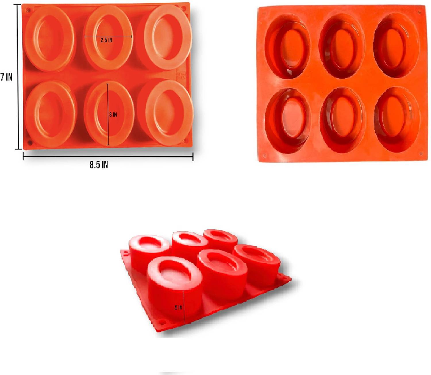 ADMONITION Silicone Donut Tray 6 Cavity Pears Shaped Soap Mold for Homemade Soaps,Bath Bomb, Soap Bars