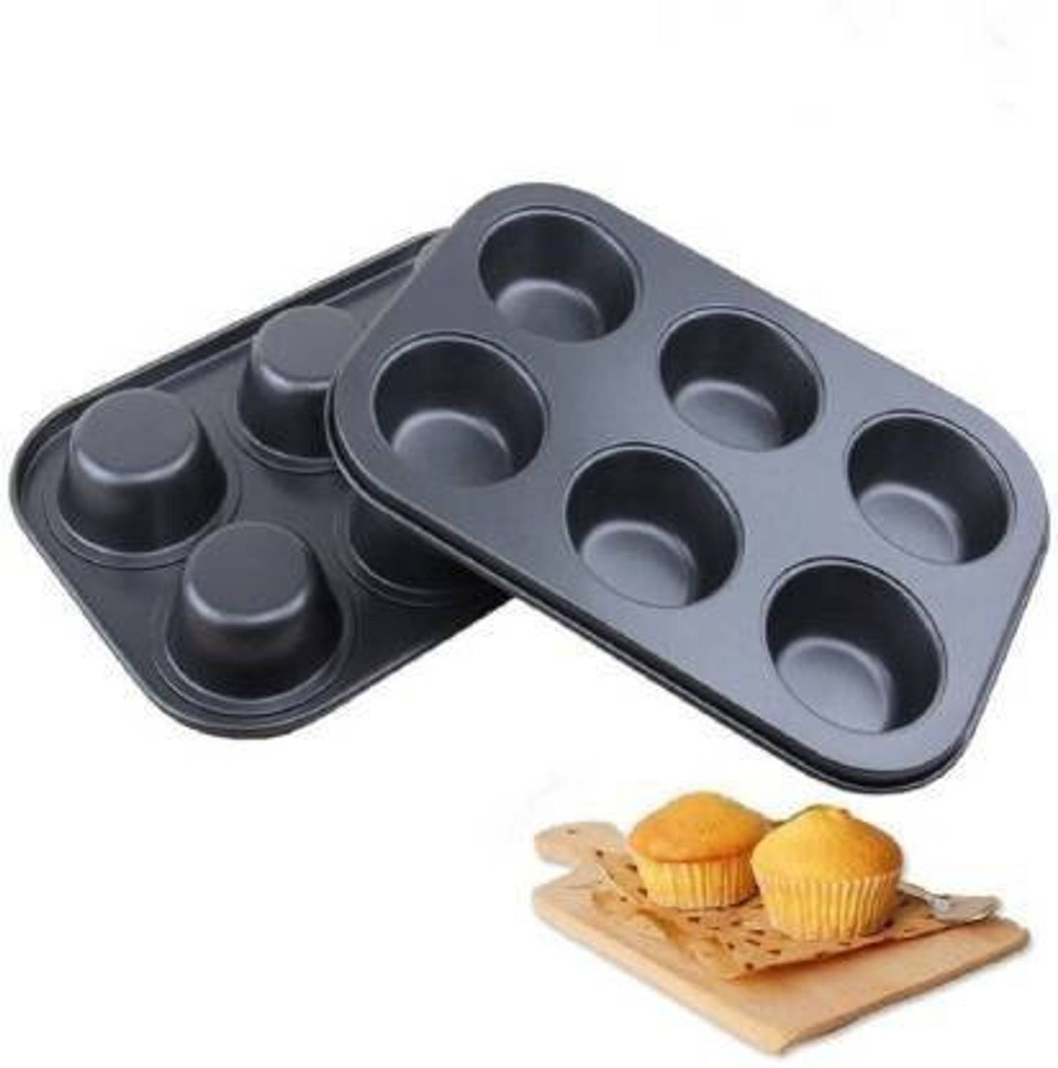 infinity deal Aluminium Cupcake/Muffin Mould 6 (Pack of 2)