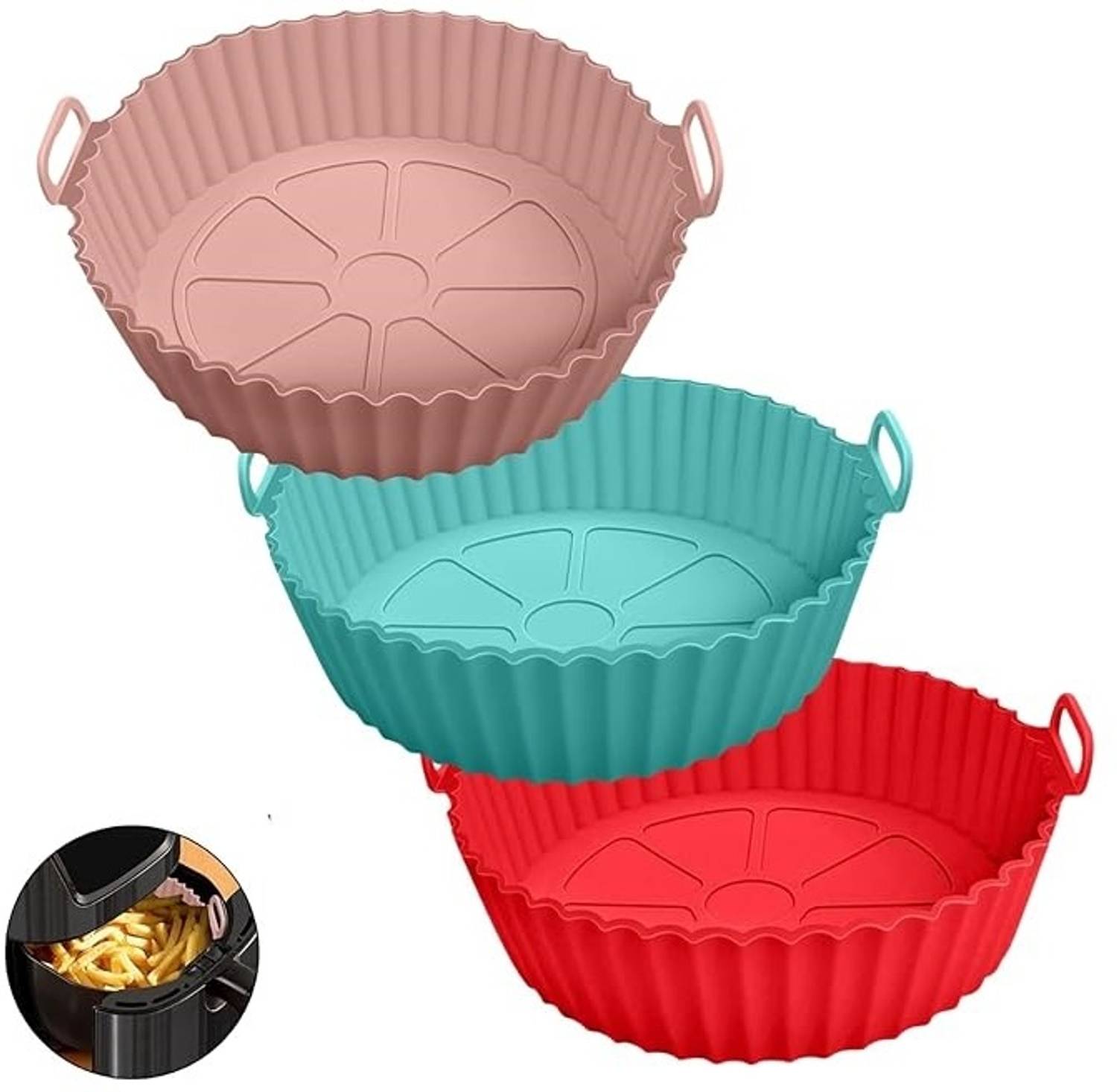 DIOXIT 8 in Silicone Air Fryer Reusable Non-Stick Oven Basket wit