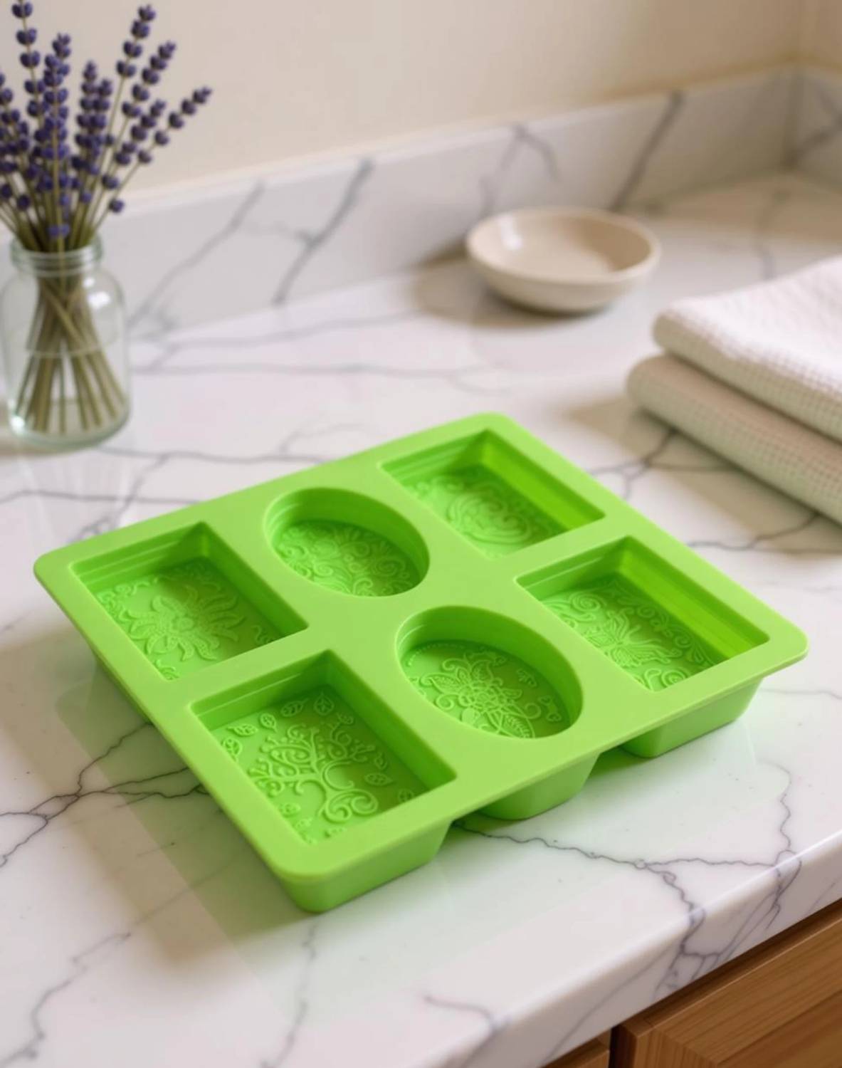 ADMONITION Silicone Cupcake/Muffin Mould 6 Patterns Rectangle & Oval Silicone Molds for Soap Making, Cake Baking Molds, BPA Free & Nonstick