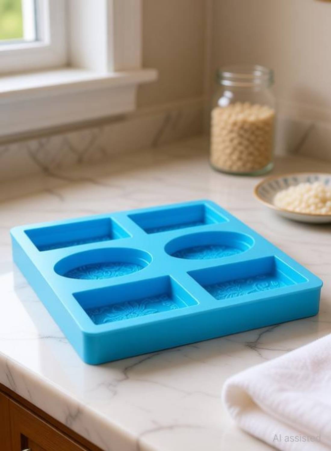 BAKEMO Silicone Cake Mould 6 Slot Oval and Rectangle soap Mould Imprint Flower, Tree Leaves, Vintage Classic Roman Design Soap Mould for Soap Making Handmade soap 1 Pc