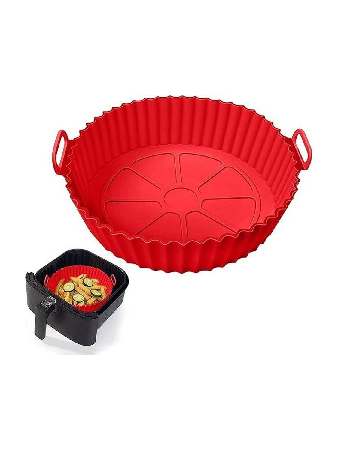 ALICIA Air Fryer Baking Essentials Round Silicone Basket Baking Tray with Handles Airfryer Tray