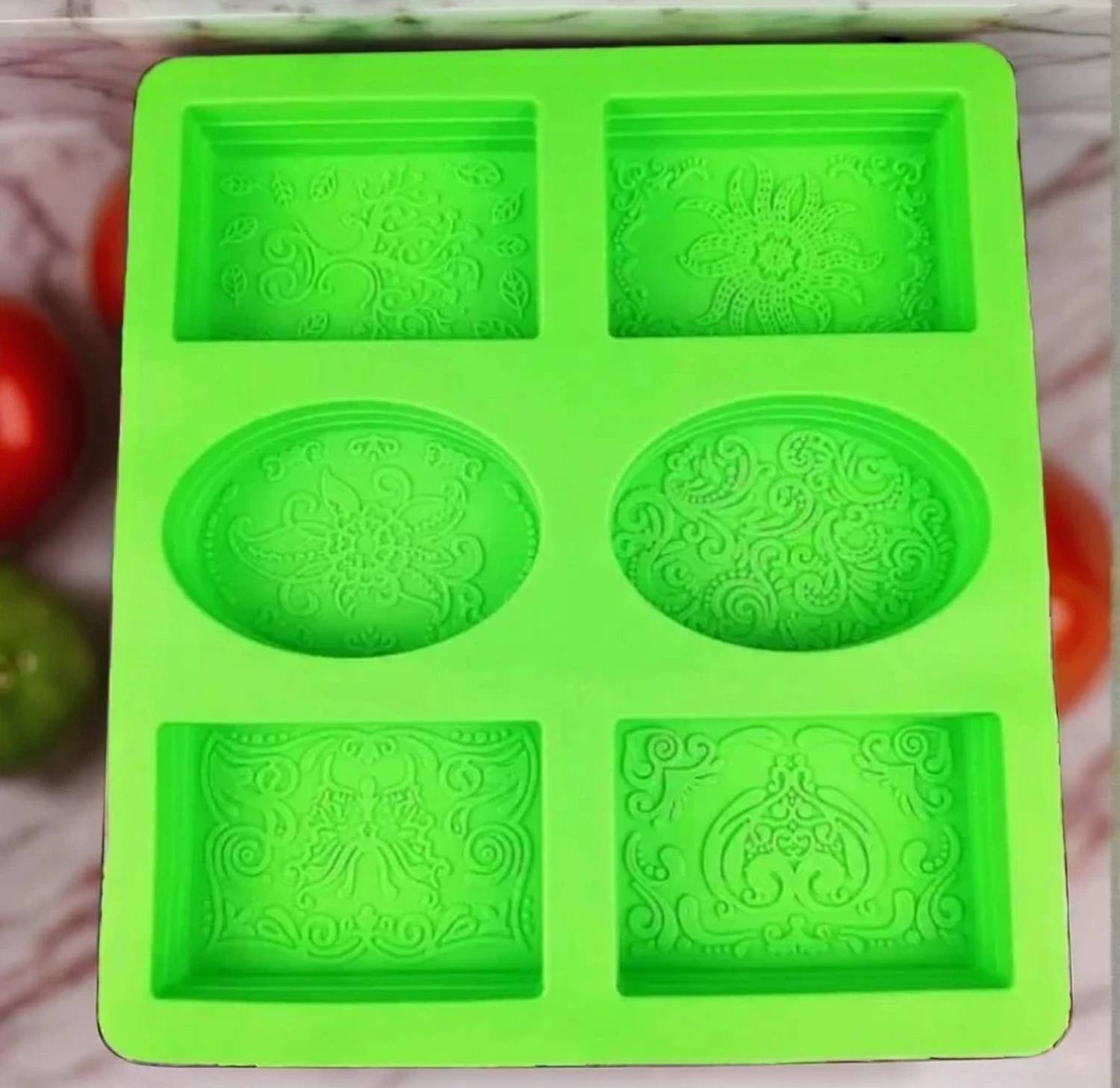 ADMONITION Silicone Cupcake/Muffin Mould 6 Cavities Soap Moulds Making Silicone Flower Leaf Pattern Soap Mold