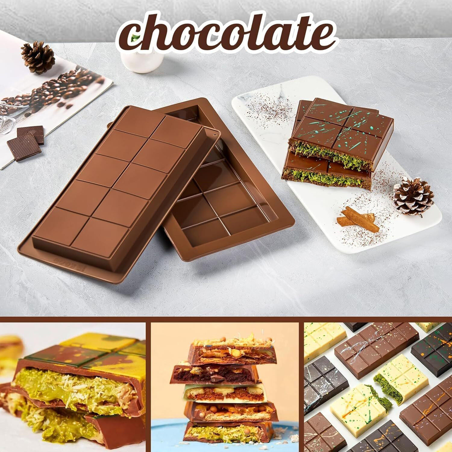 Image of Arxon Silicone Chocolate Mould kunafa Chocolate Bar Molds
