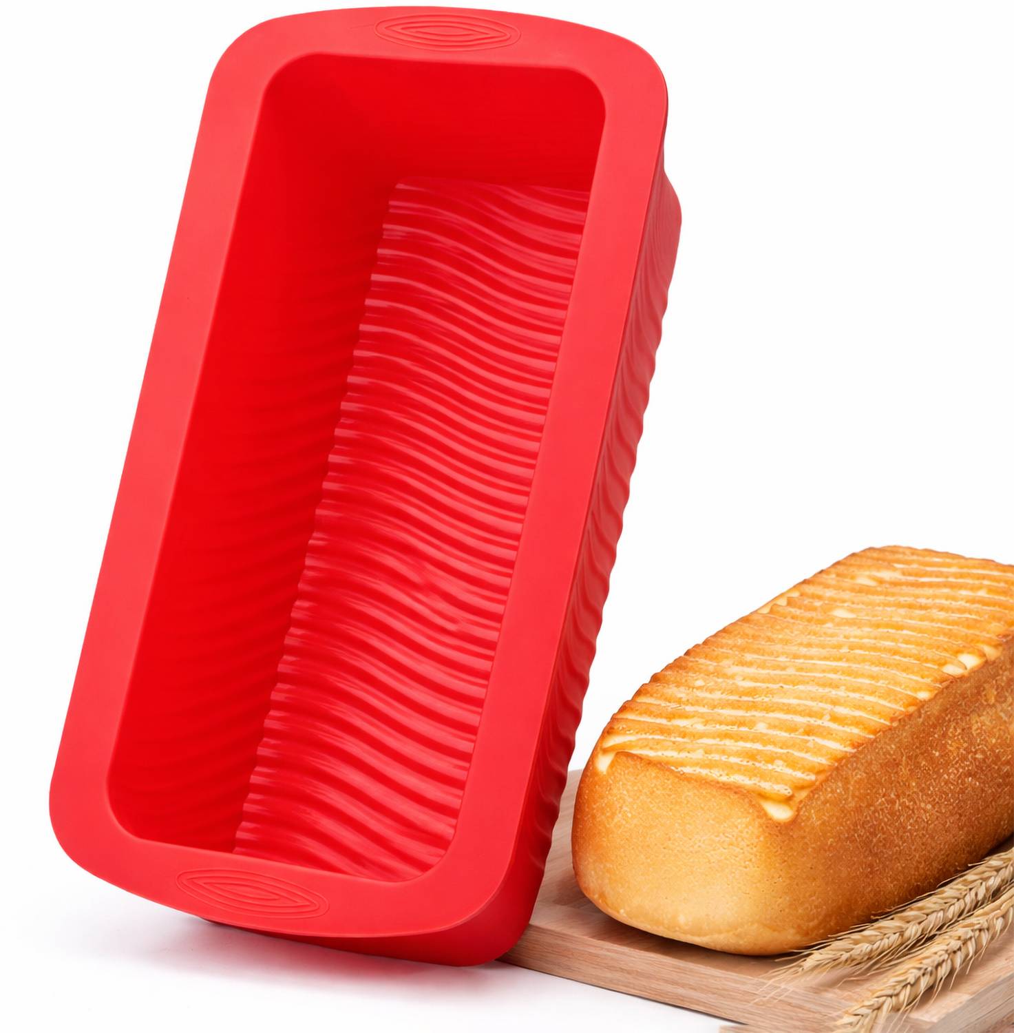 BAKEMO Silicone Bread Mould Silicone Rectangular Bread Loaf Pan Tray for Baking Non Sticky Tin Teflon Coating Cake Bakeware Pan - Multicolor