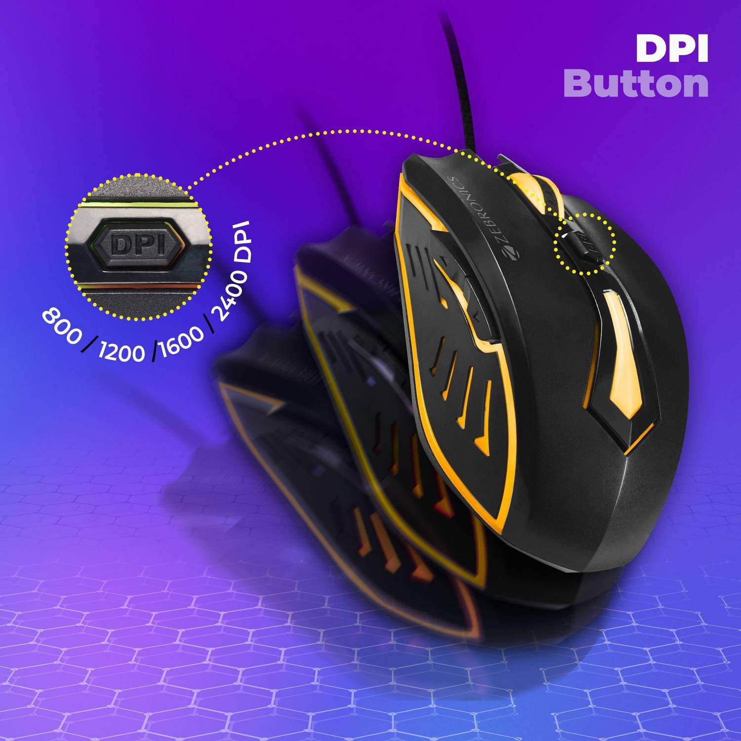 ZEBRONICS Zeb - SNIPER Wired Gaming Mouse, 2400DPI, 6 Buttons, RGB - Image 3