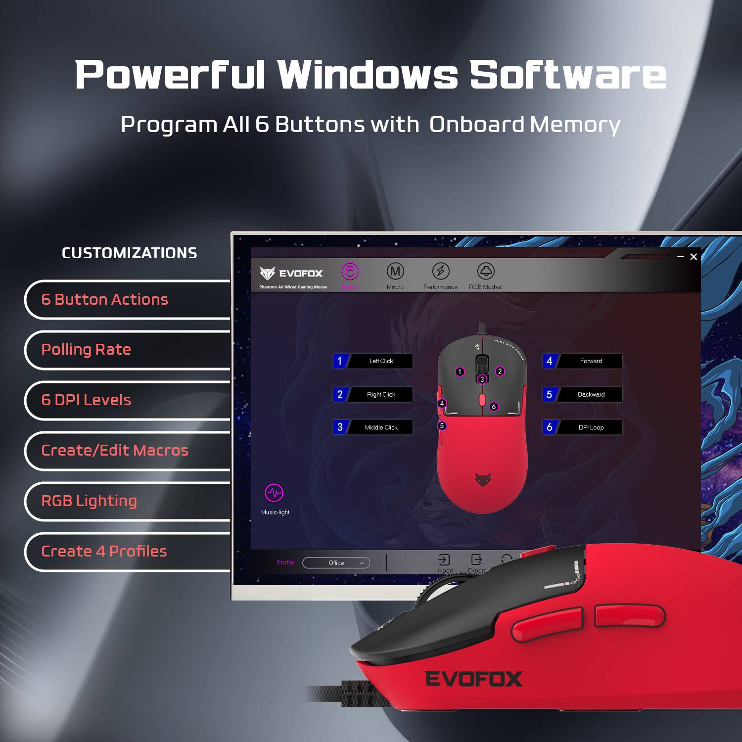 EVOFOX Phantom Air Wired Gaming Mouse - Image 4