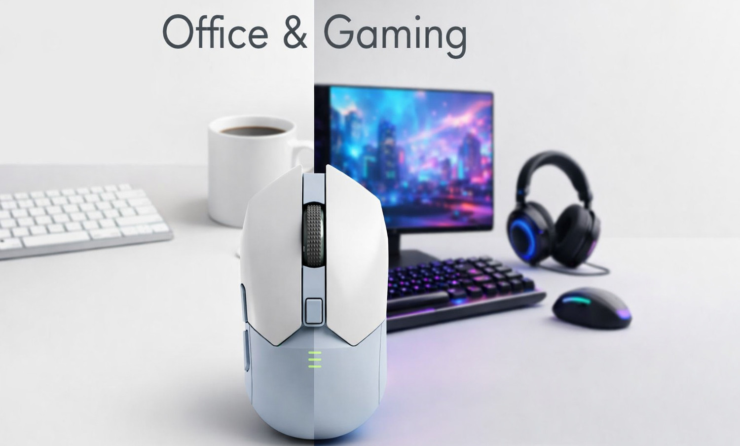 Image of Offbeat IVY Bluetooth 5.2 + 2.4 Ghz wireless + Wired Type C rechargeable Gaming mouse Right Handed Laser Gaming Mouse