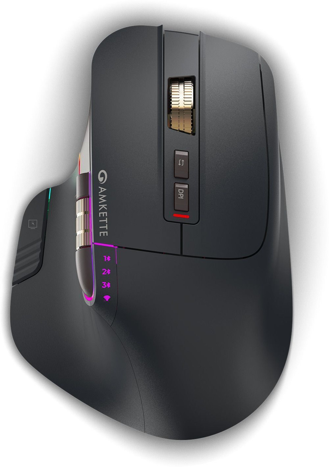 Image of AMKETTE XS Series Flow Plus Programmable Multi-Device 6400 DPI Rechargeable Ergonomic Optical Mouse