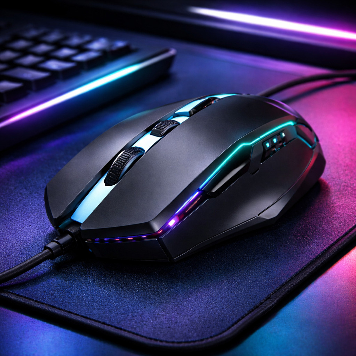 Image of ABC RGB Wired Gaming Mouse with Free Shortcut Key Mouse Pad | USB Optical Mouse Wired Right Handed Optical Gaming Mouse (USB 2.0, USB 3.0, Black)