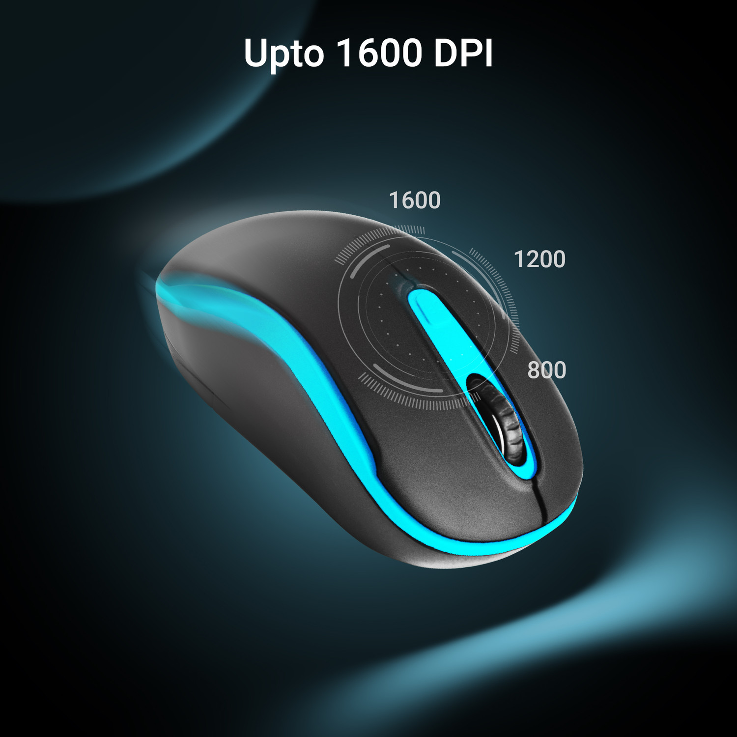 Image of ZEBRONICS Zeb - DASH PRO (BLUE) Ambidextrous Optical Mouse Wireless Mouse, 1600 DPI, 3-Level DPI, Lightweight, Power Saving