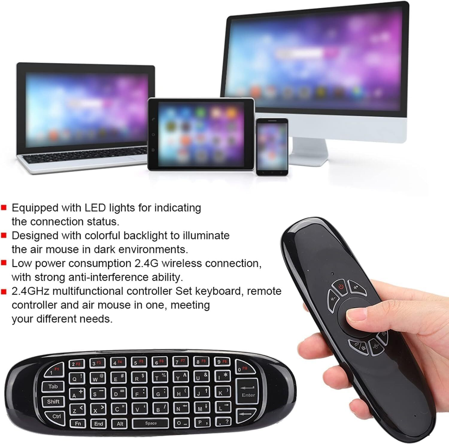 Image of Zeptrox Zeptrox Remote 2.4G Wireless Air Mouse Keyboard Remote with Motion Sensing with IR Learning Smart TVs Android TV Boxes Laptops and PCs Windows Mac OS Linux Gaming Consoles Remote Controller