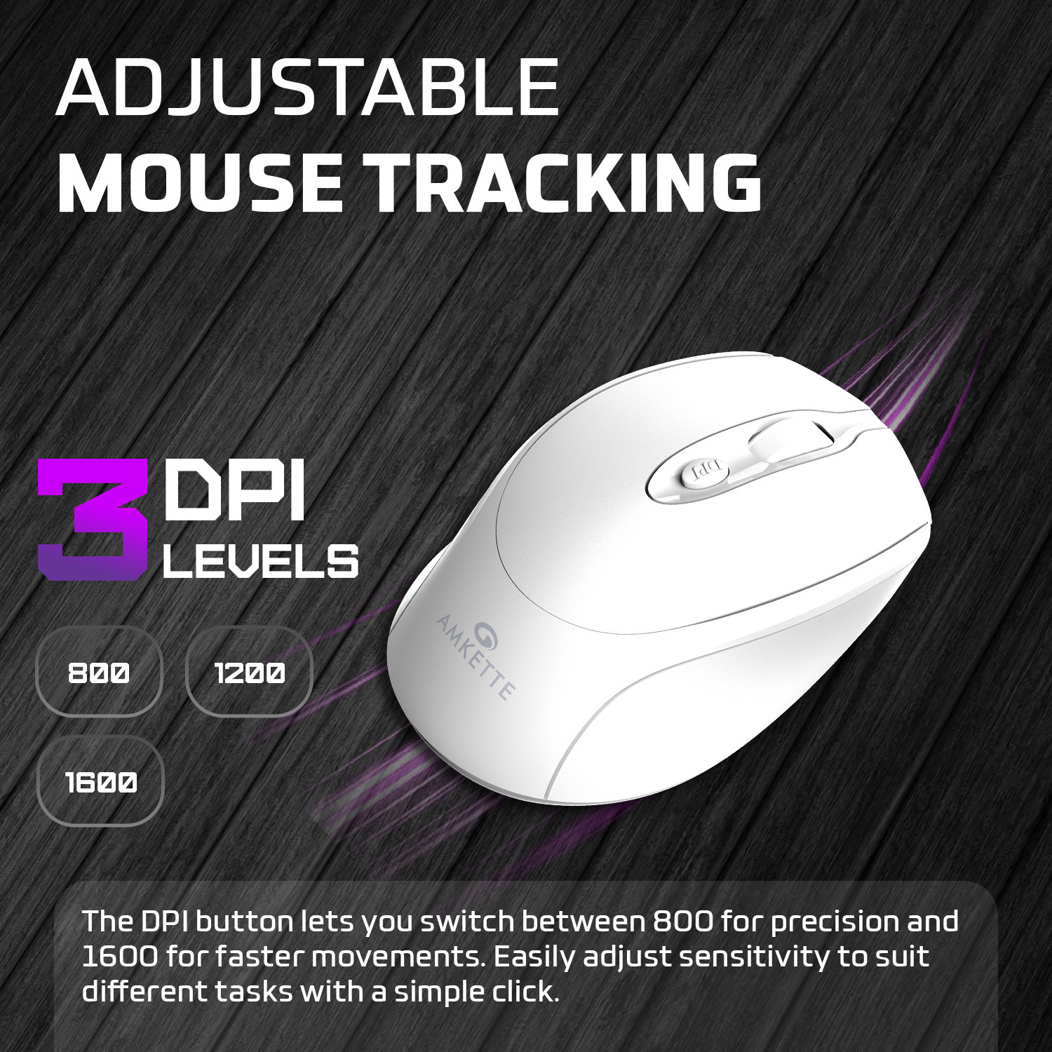 Image of AMKETTE Hush Pro Byte Plus Ambidextrous Optical Mouse Rechargeable Bluetooth