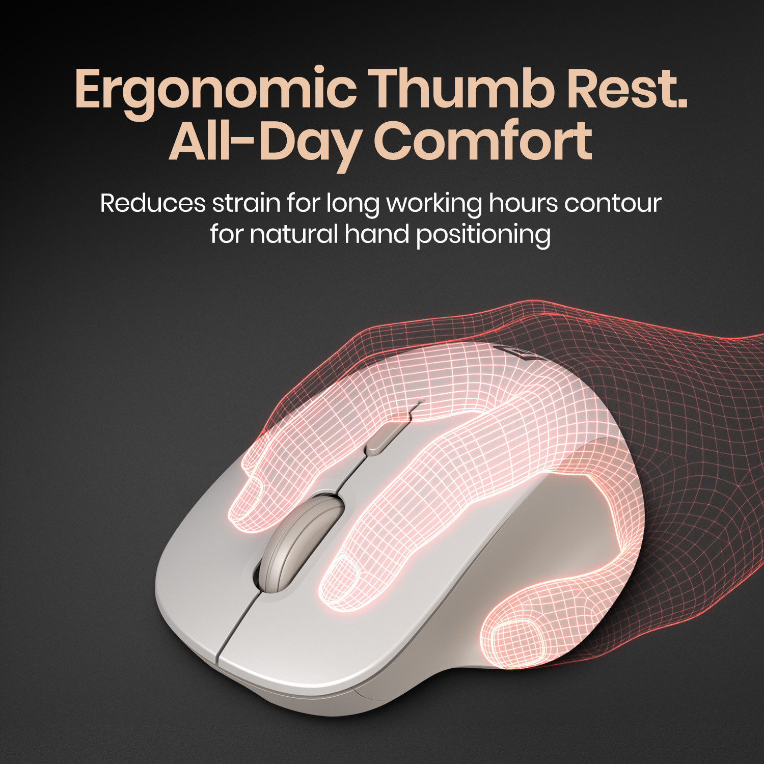 Image of Portronics ToadGo Wireless Rechargeable Mouse,Thumb Rest,Bluetooth + 2.4 GHz Connectivity Ergonomic Optical Mouse