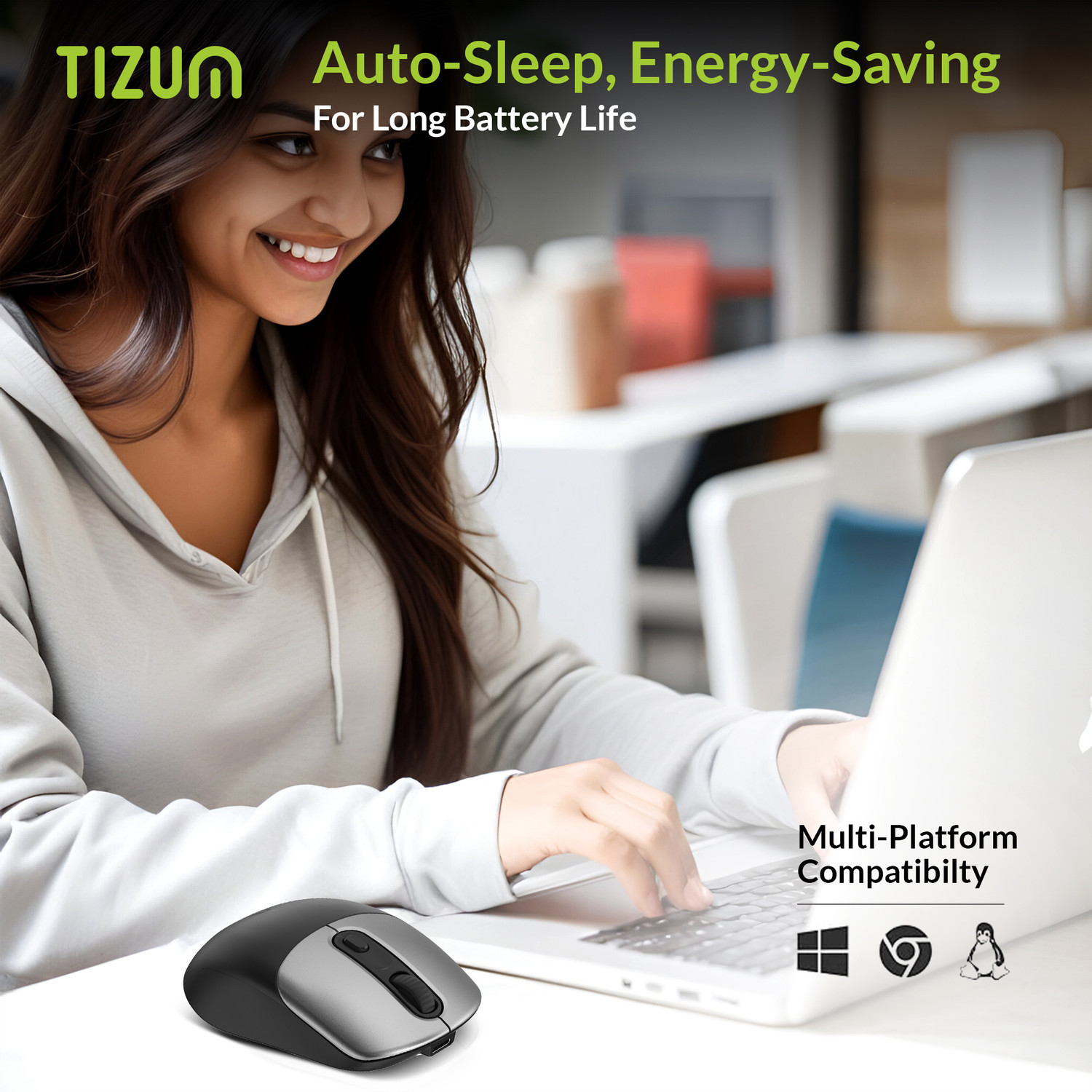 Image of Tizum Archer Tech Lab Bluetooth Wireless Mouse with BT 5.0 /3.0 & 2.4GHz USB Receiver Ambidextrous Optical Gaming Mouse With Bluetooth