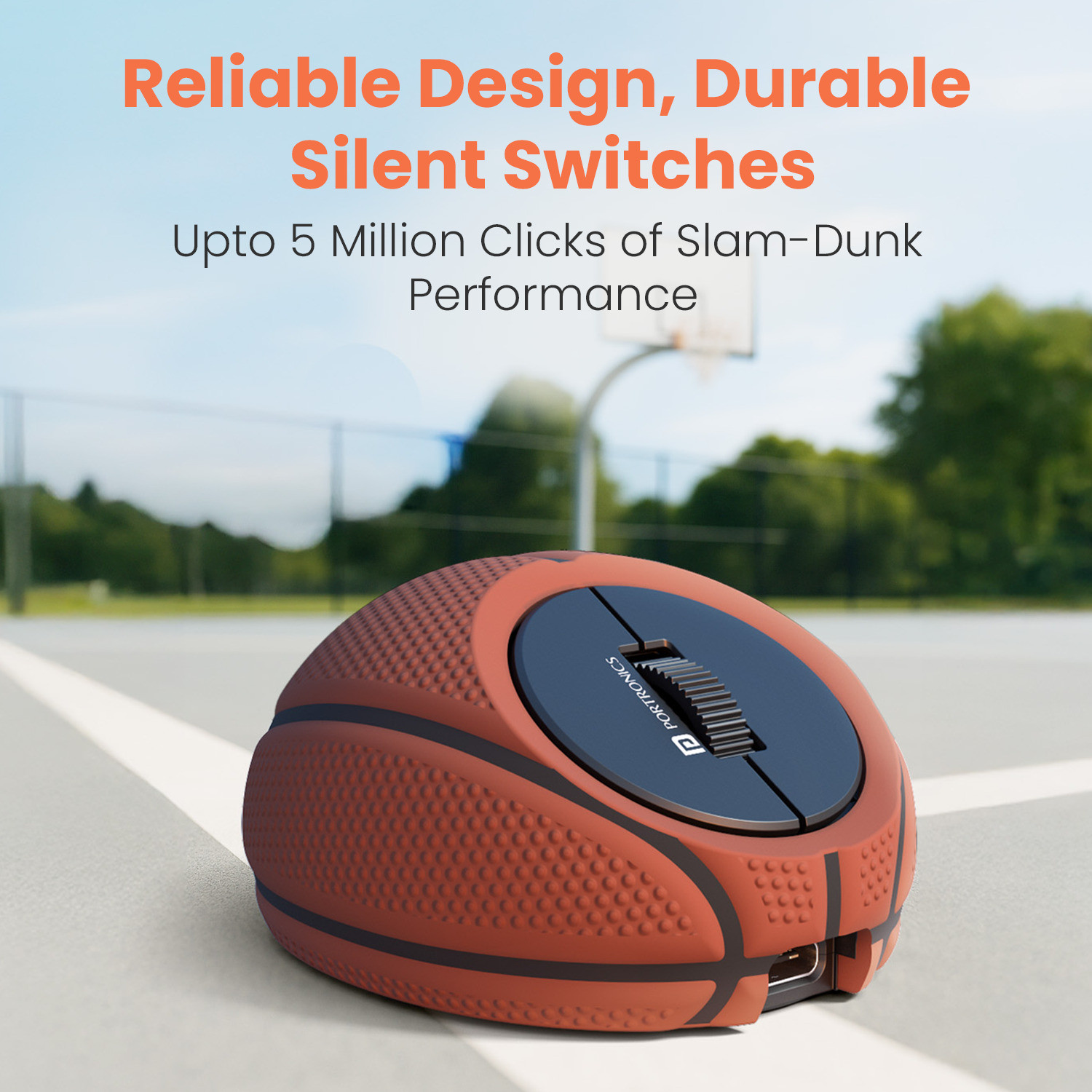 Image of Portronics ToadPlay Basketball Mini Wireless Mouse, Dual Wireless Connectivity,Rechargeable Ergonomic Optical Mouse