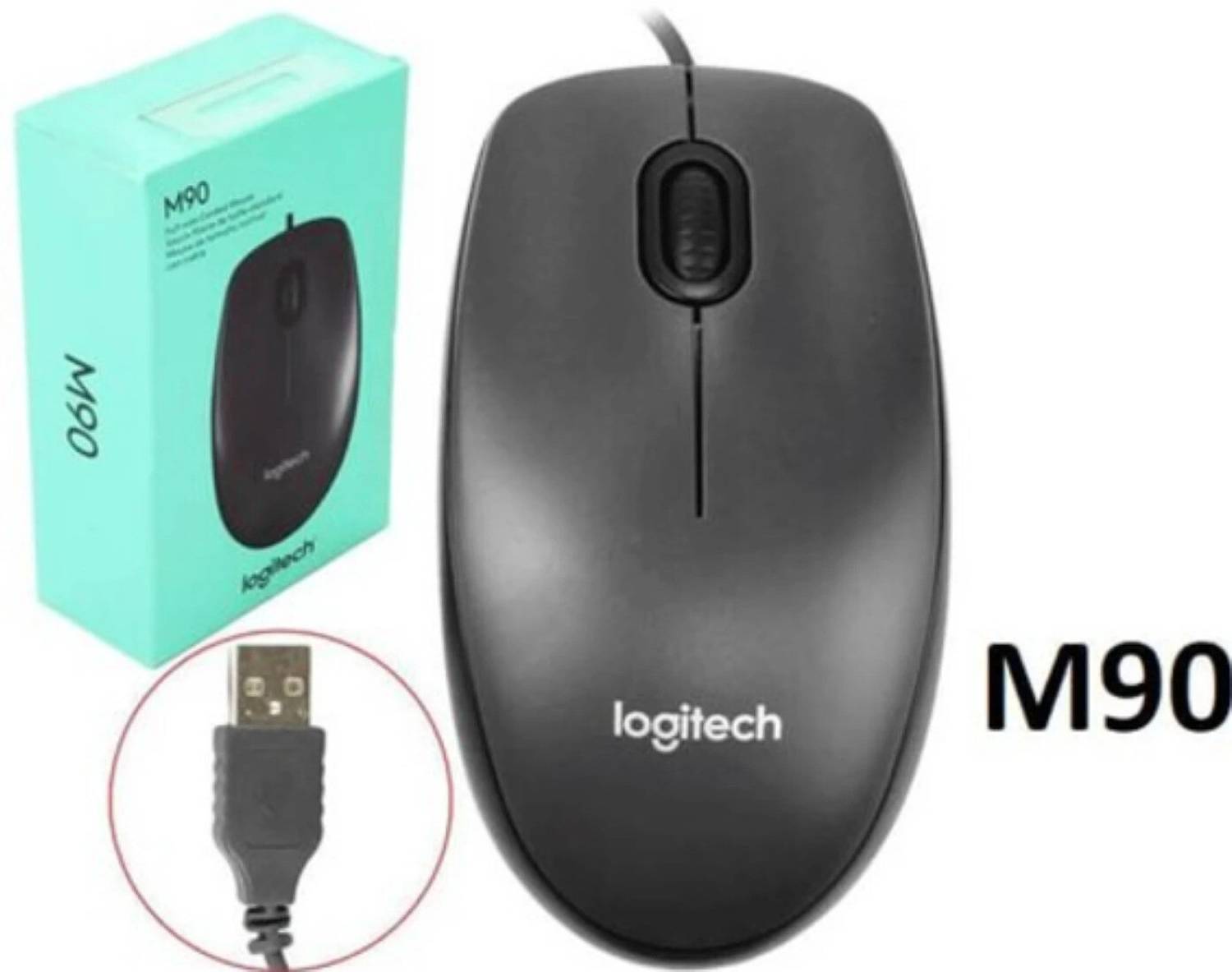 Logitech CORDED MOUSE M90 Wired Ambidextrous Optical Mouse (USB 2