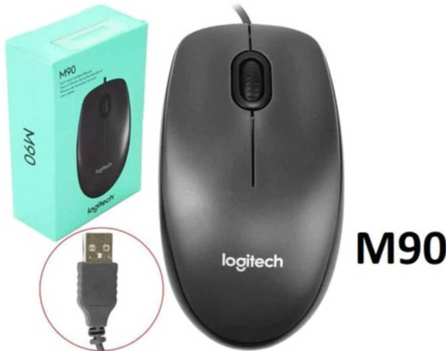 Image of Logitech CORDED MOUSE M90 Wired Ambidextrous Optical Mouse