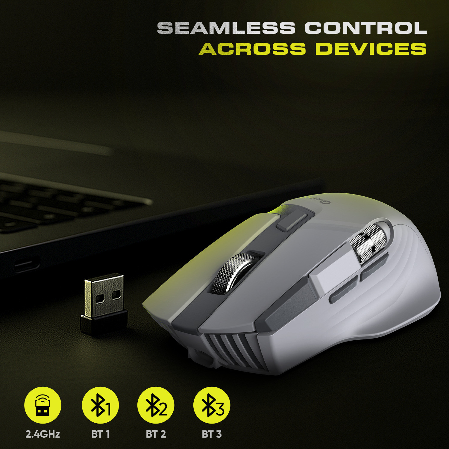 Image of AMKETTE XS Series Flow S Multi-Device 3200 DPI Rechargeable Ergonomic Optical Mouse