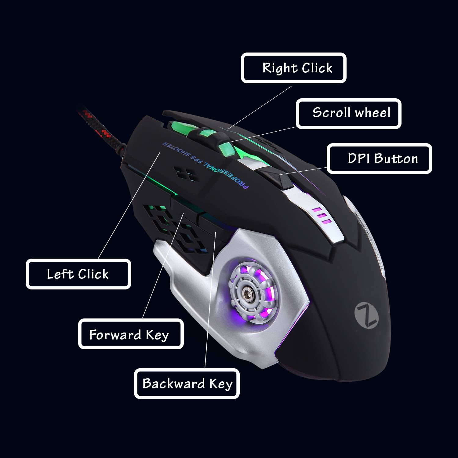 Zoook Bomber Wired Ambidextrous Optical Gaming Mouse - Zoook