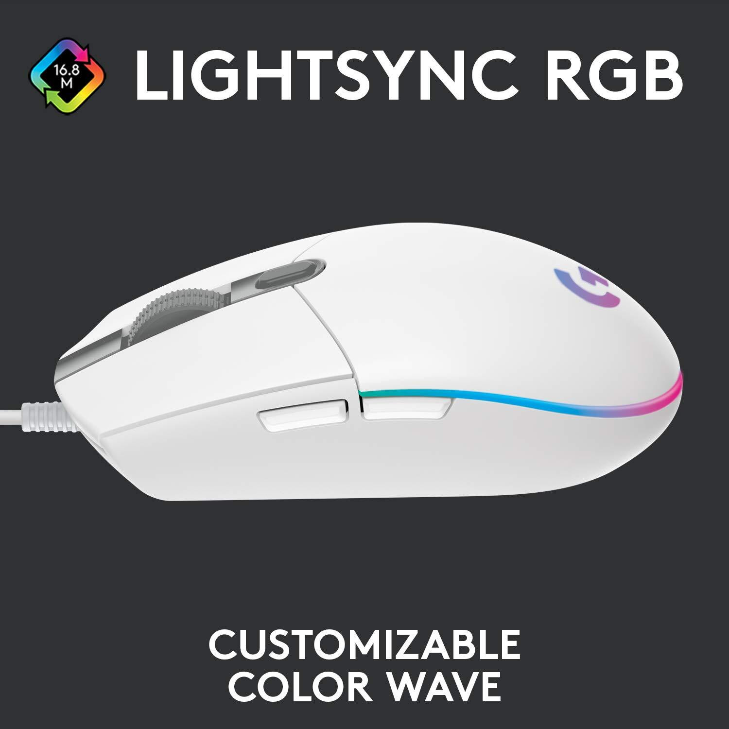 Image of Logitech G203 LIGHTSYNC RGB 6 Button Wired Ambidextrous Optical Gaming Mouse