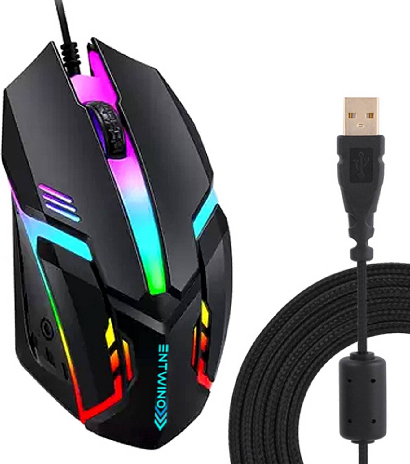 ENTWINO F-1 Gaming Mouse Wired For Computer Braided Wired Ambidex