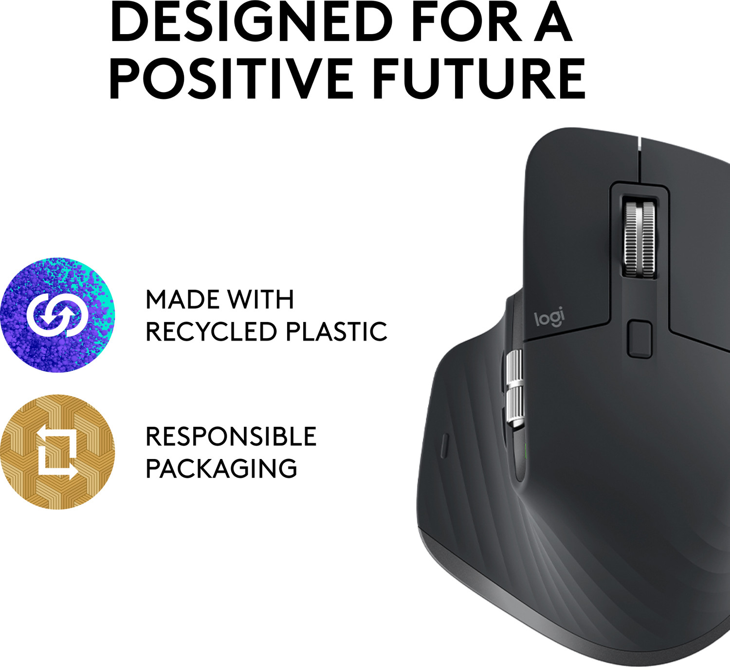 Image of Logitech MX Master 3s Ergonomic Optical Mouse with 8000 DPI Darkfield Tracking (Tracks on Glass), MagSpeed Electromagnetic Scrolling & Thumb Wheel, Quiet Click Buttons, 3-Device Easy-Switch, Type-C Fast Rechargeable Battery (2.4GHz Wireless, Bluetooth, Graphite)