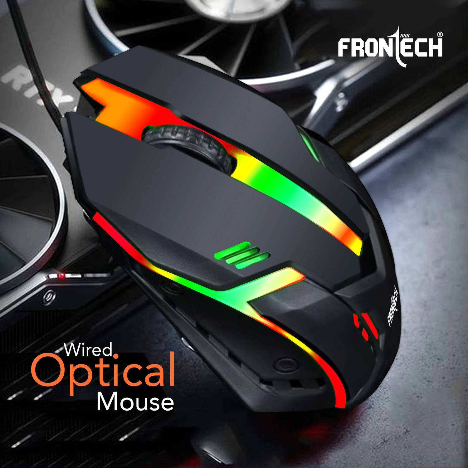 Frontech Wired USB Mouse with 3 Handy Buttons | Stylish Grip 1200