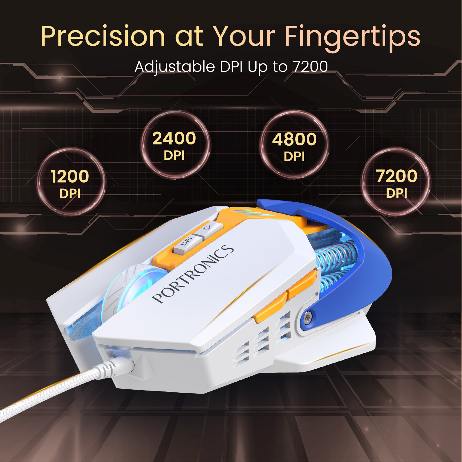 Image of Portronics Vader 2.0 Wired Ergonomic Optical Gaming Mouse 7 Programmable Button, Upto DPI 7100,RGB Light