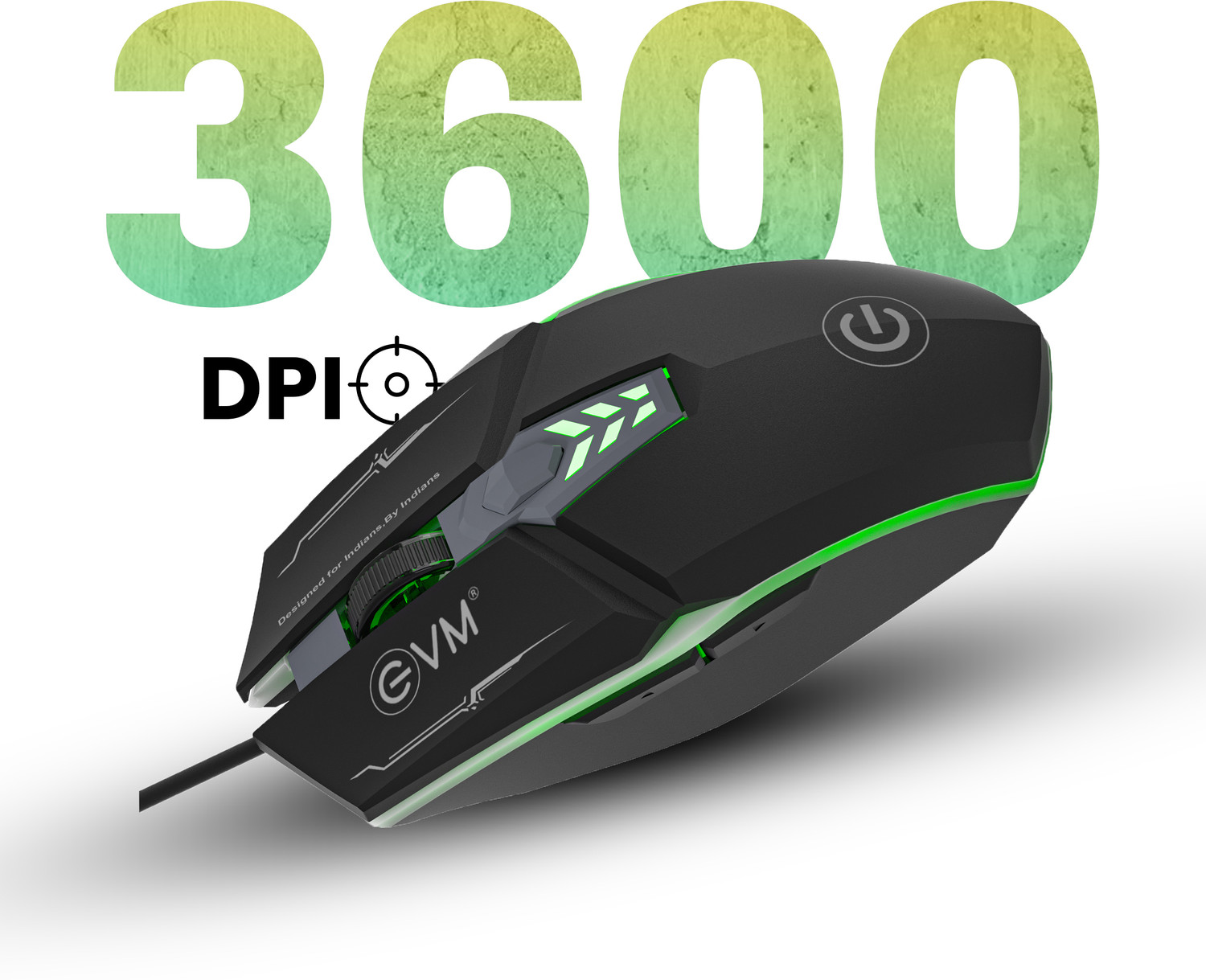Image of EVM M06063 Wired Ambidextrous Touch Gaming Mouse 3600 DPI 6-Button RGB LED