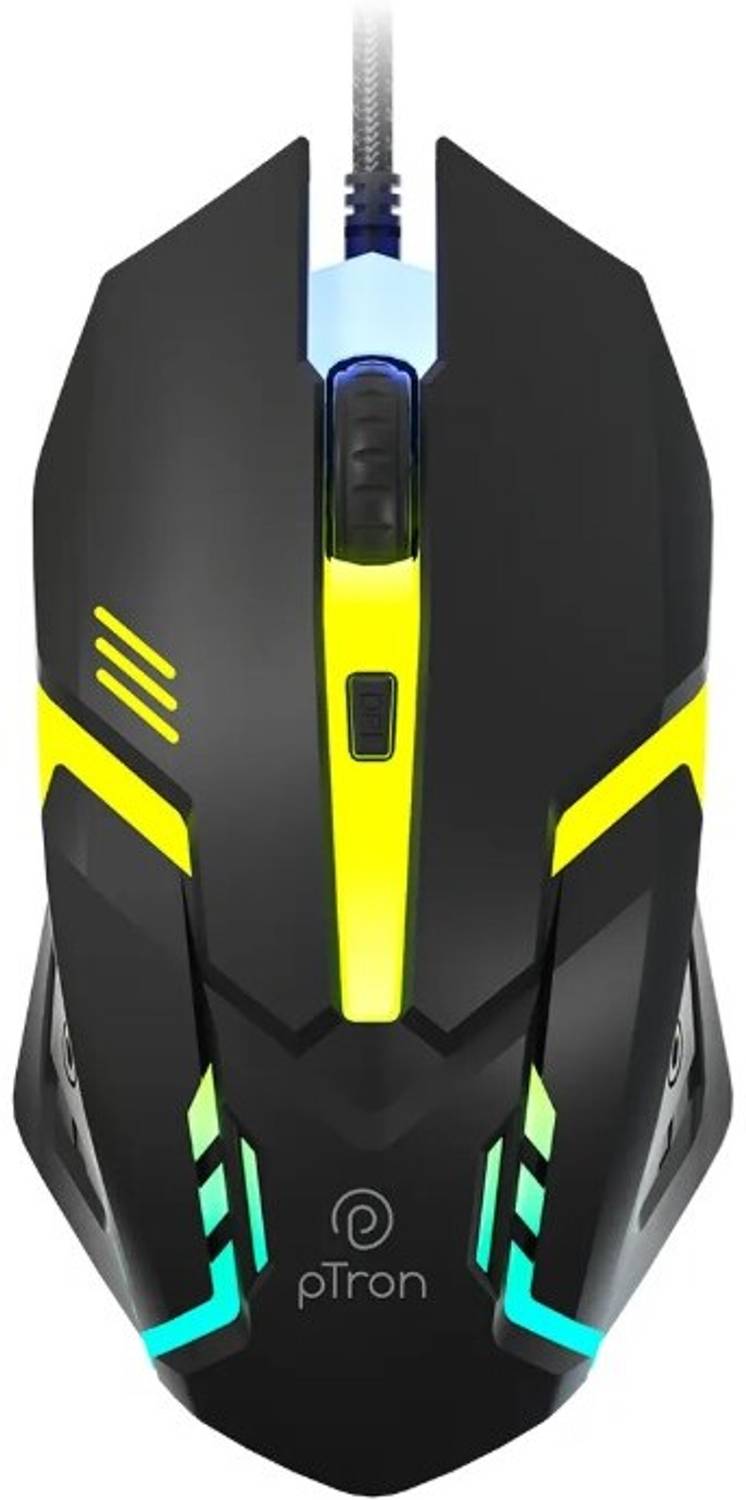 pTron Flick M12 Wired Ambidextrous Optical Mouse w/ DPI Switch, Plug & Play, 4 Buttons, Wired Ambidextrous Optical