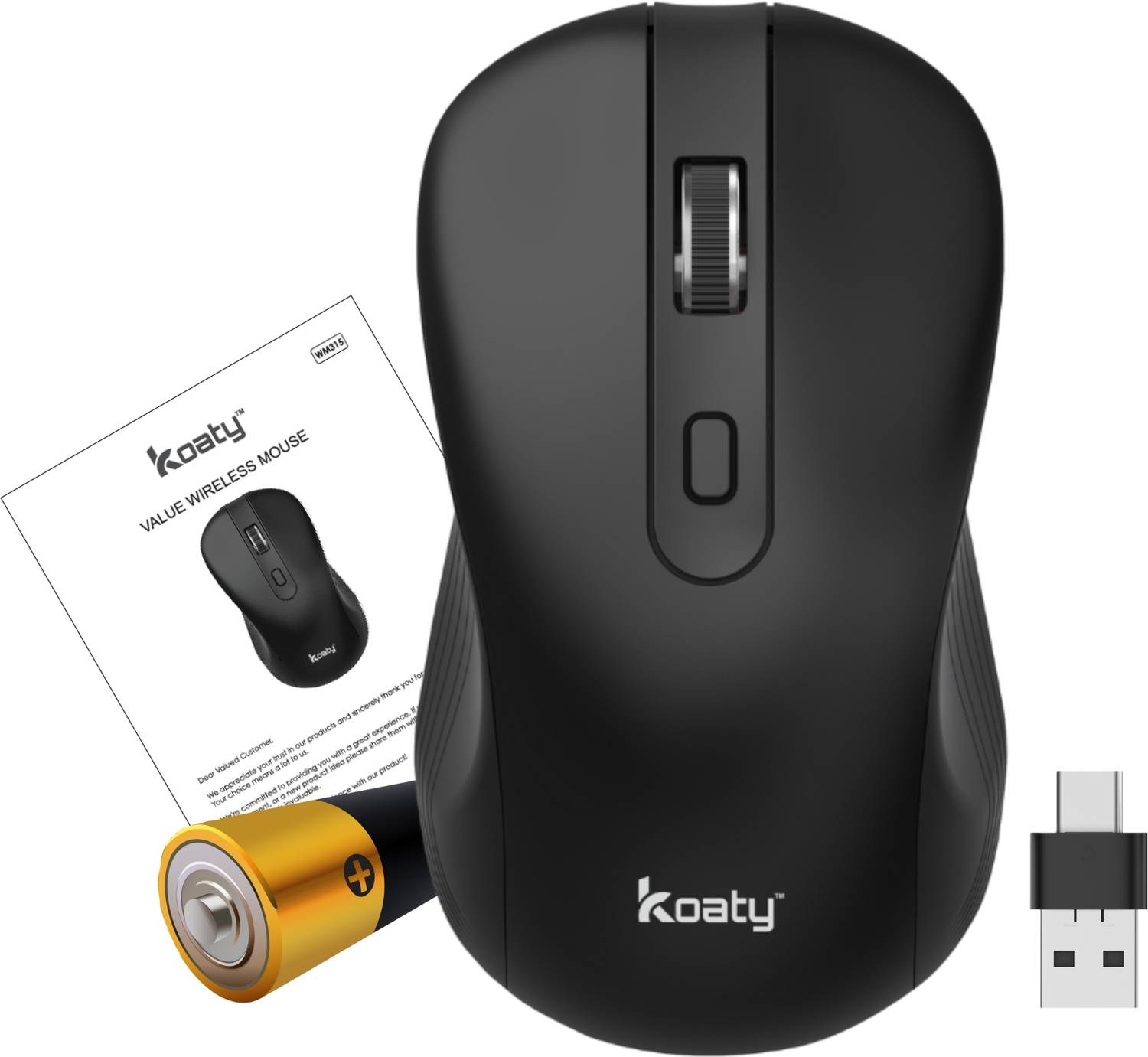 Koaty Value USB C Mouse WM315 Ambidextrous Optical Gaming Mouse
