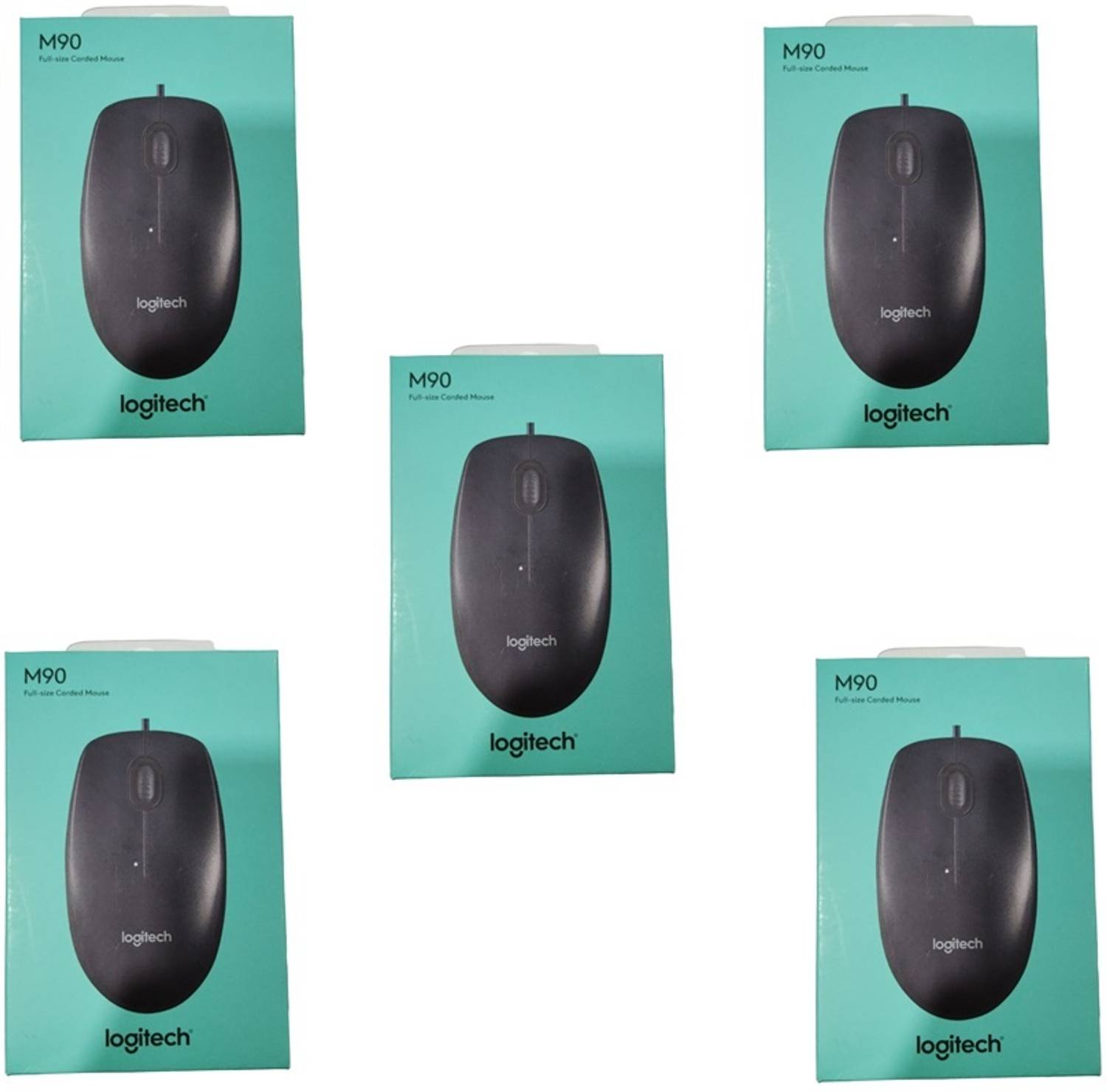 Logitech M90 / 1000 DPI Optical Tracking(Set of 5) Wired Ambidext