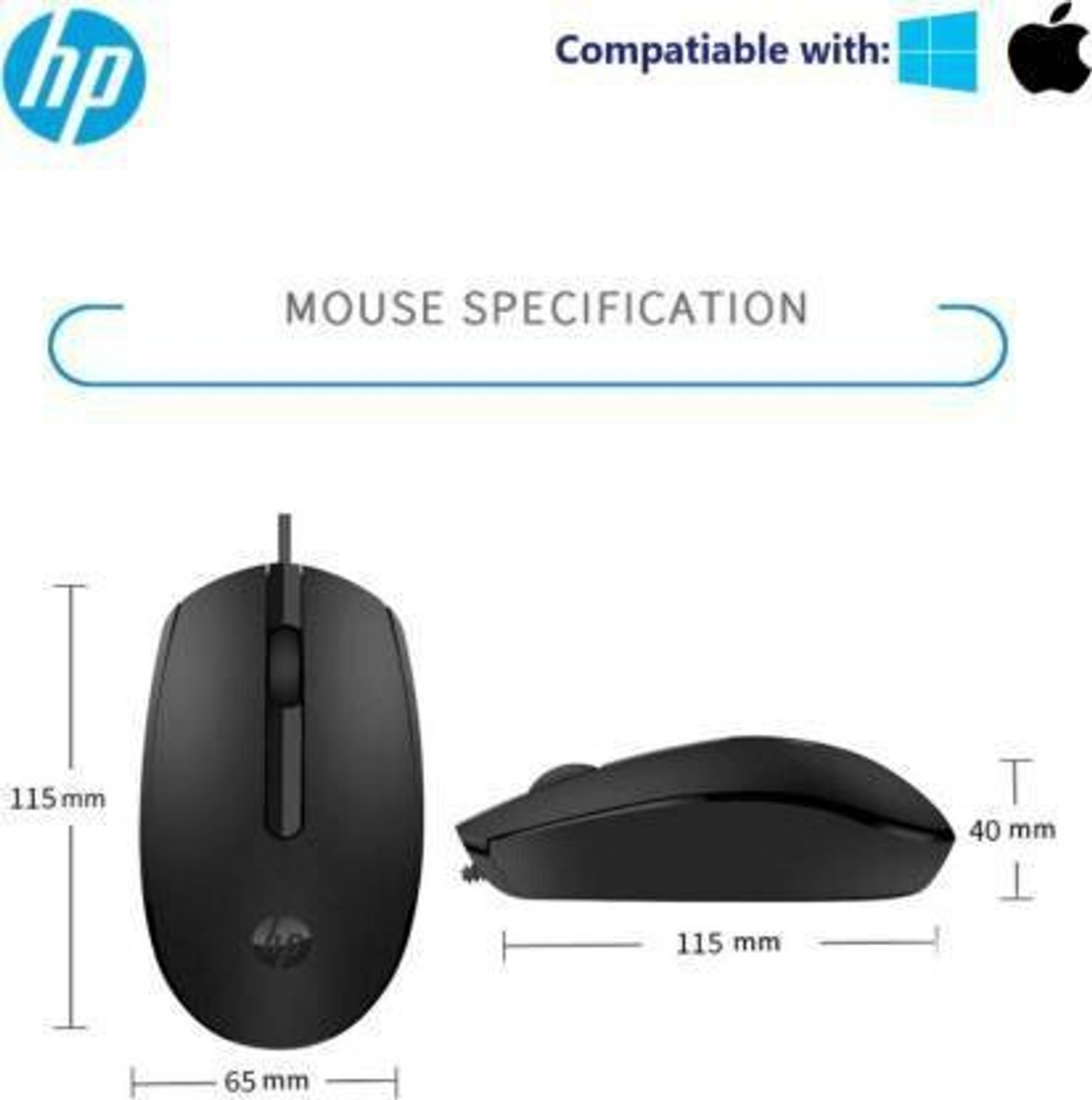 Image of HP m10 Wired Ambidextrous Optical Mouse